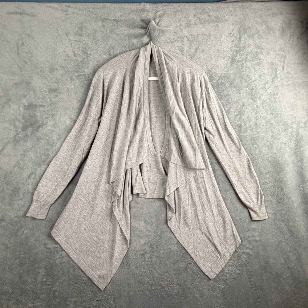 DKNYC Womens S/M Gray Cardigan Waterfall Open Front Cotton Blend Quiet Luxury